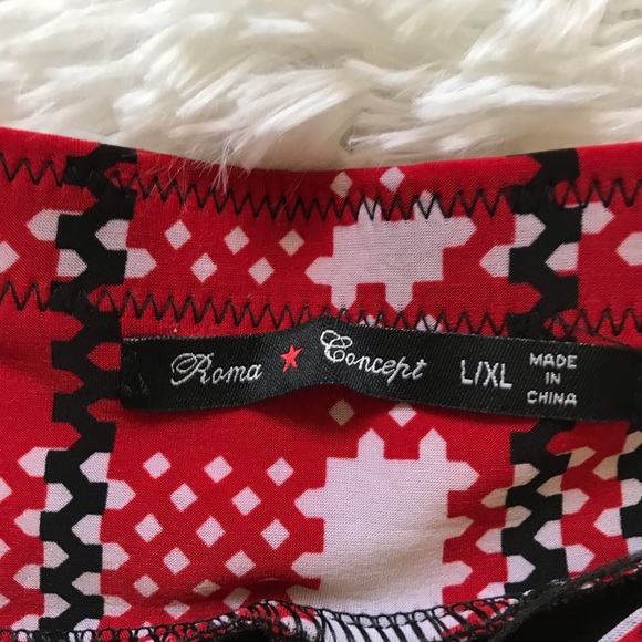 Large Red & White Checker Print Leggings With Zippers - Picture 4 of 5